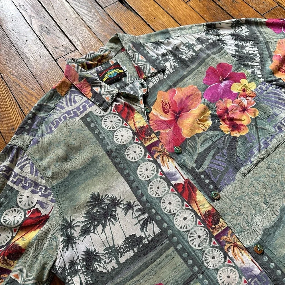 Jams World 30th‎ Anniversary Collectors Edition Hawaiian Shirt Camp Men L Beach - Picture 7 of 9